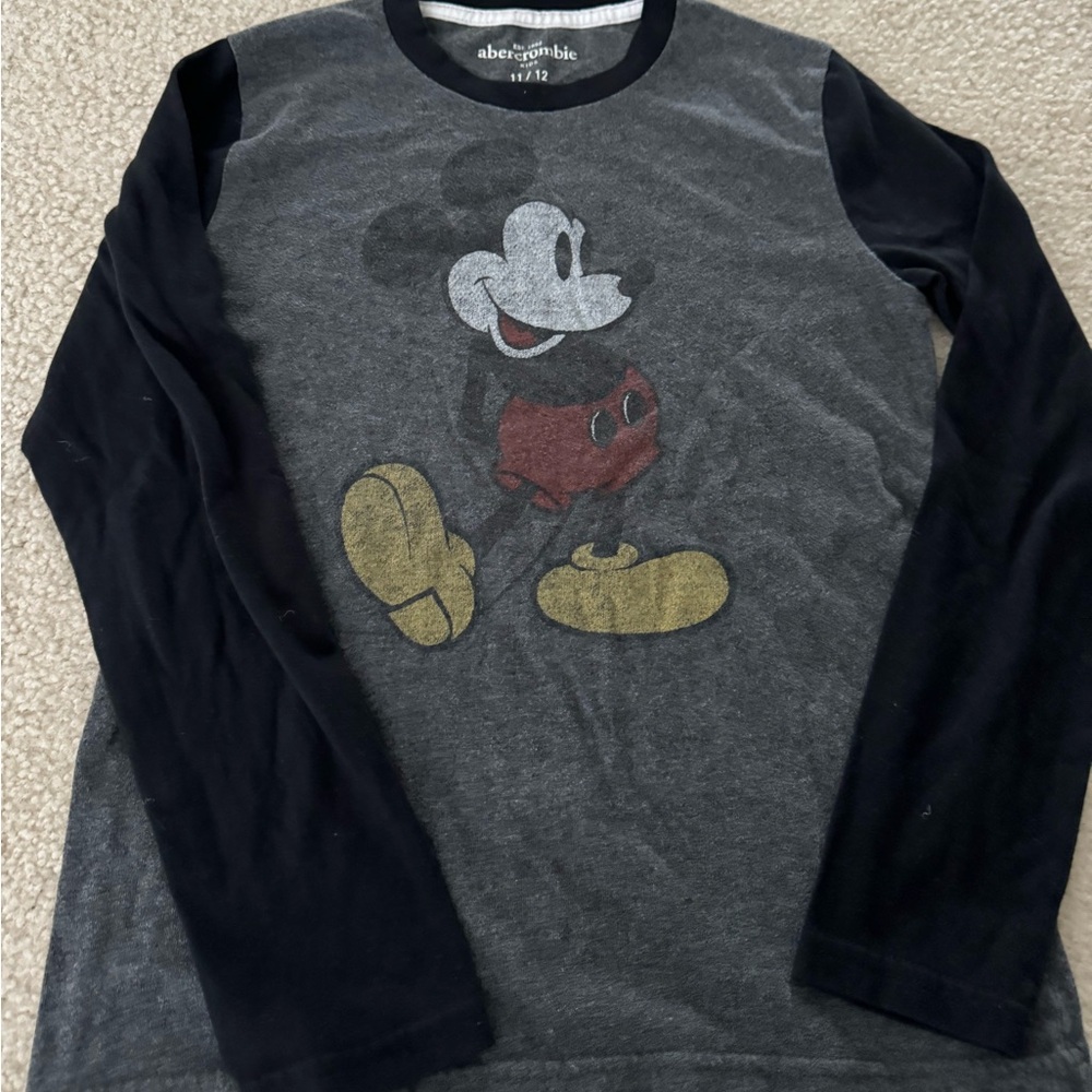Abercrombie Kids Black and gray Mickey shirt size 11-12